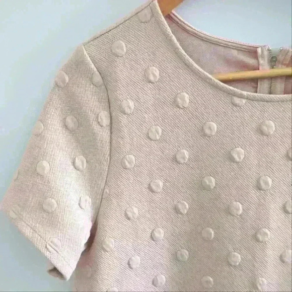 W5  | Women's Soft Pink Short Sleeve Polka Dot Zip Up Oversized Sweater - Picture 2 of 5